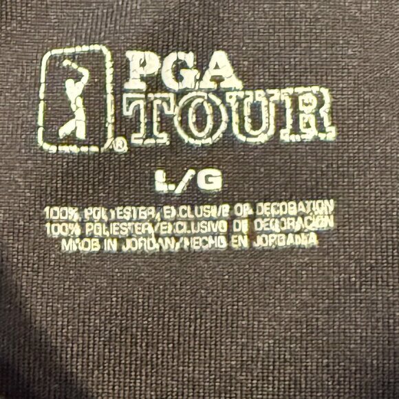 PGA Tour Black White Striped Short Sleeve Polo‎ Shirt Size Large - Picture 5 of 5